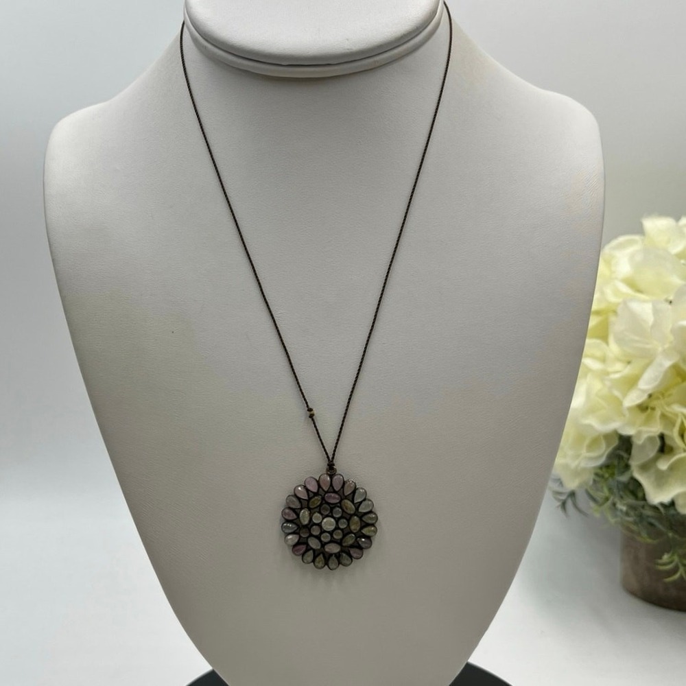 Vintage Sterling Silver Clasp Multi-Stone Bezel Ruby & Sapphire Pendant Necklace